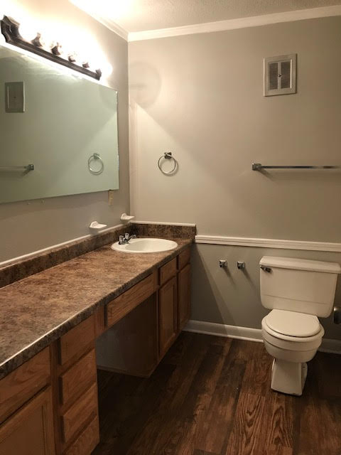 Apartment bathroom sink and mirror