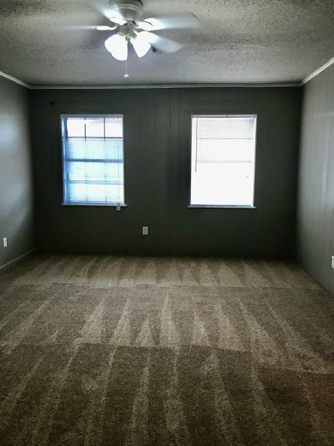 Apartment bedroom with two windows
