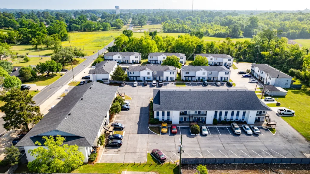Apartment buildings aerial view
